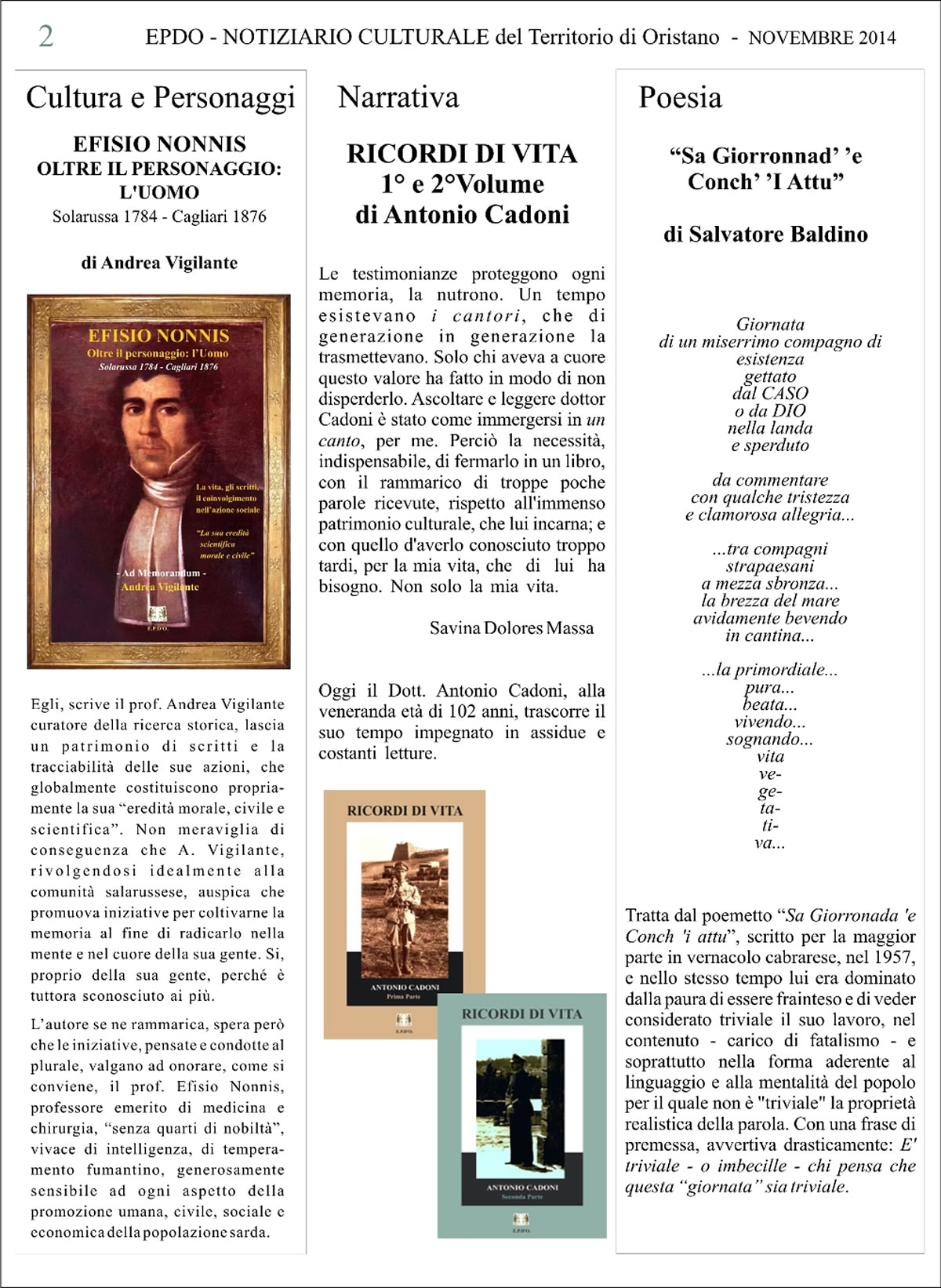 Notiziario Culturale EPDO - Oristano